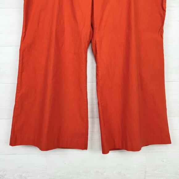 Anthropologie Maeve The Naomi Wide-Leg Flare Pants Plus Size 26W Orange Preppy - Picture 6 of 16